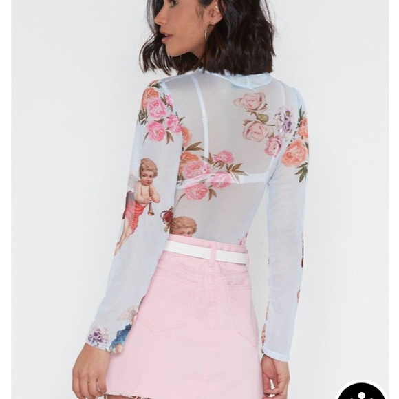 Nasty Gal Heaven Sent Cherub Mesh Bodysuit - Picture 3 of 16
